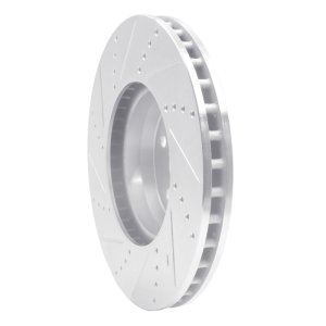 Mercedes-Benz C300 Brake Rotor (1) - Front Right - R1 Concepts - Drilled & Slotted - Silver - `15-`23
